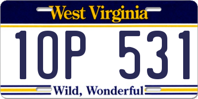 WV license plate 1OP531