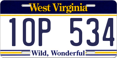 WV license plate 1OP534