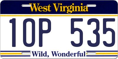WV license plate 1OP535