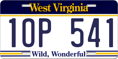 WV license plate 1OP541