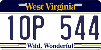 WV license plate 1OP544