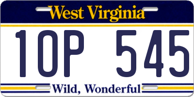 WV license plate 1OP545