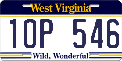 WV license plate 1OP546