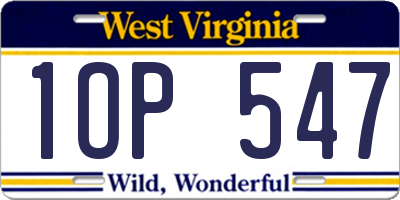 WV license plate 1OP547