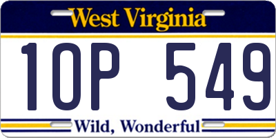 WV license plate 1OP549