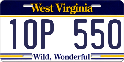 WV license plate 1OP550