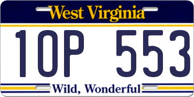 WV license plate 1OP553