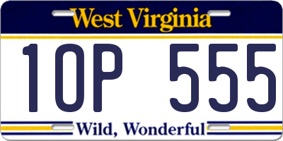 WV license plate 1OP555