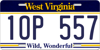 WV license plate 1OP557