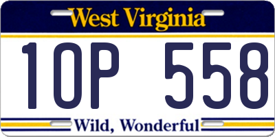 WV license plate 1OP558