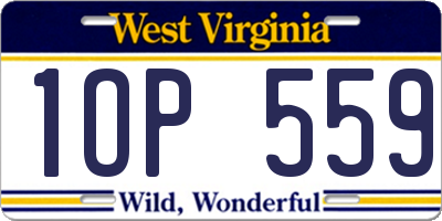 WV license plate 1OP559