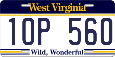 WV license plate 1OP560