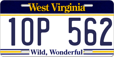 WV license plate 1OP562
