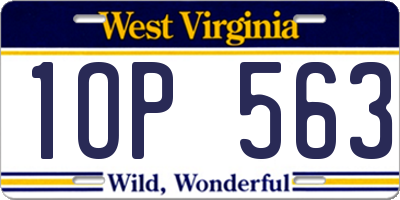 WV license plate 1OP563