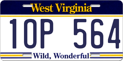 WV license plate 1OP564
