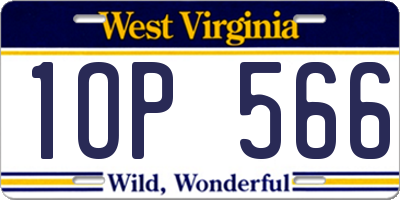 WV license plate 1OP566