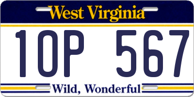 WV license plate 1OP567
