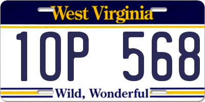 WV license plate 1OP568