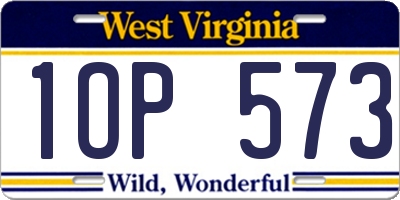 WV license plate 1OP573