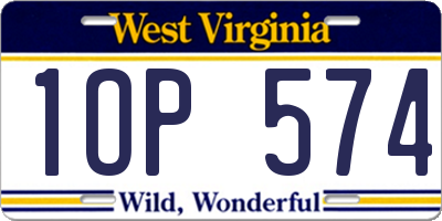 WV license plate 1OP574