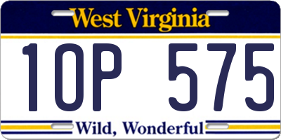 WV license plate 1OP575
