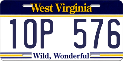 WV license plate 1OP576