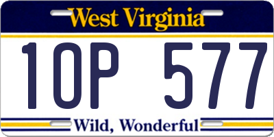 WV license plate 1OP577