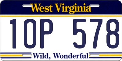 WV license plate 1OP578