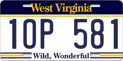 WV license plate 1OP581