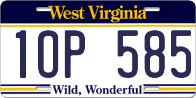 WV license plate 1OP585