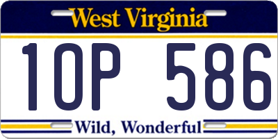 WV license plate 1OP586