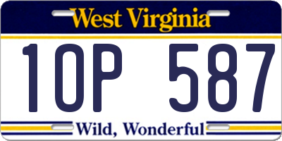 WV license plate 1OP587