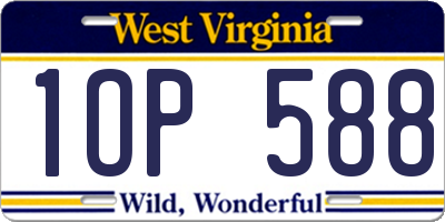 WV license plate 1OP588