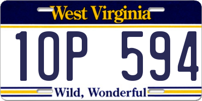 WV license plate 1OP594