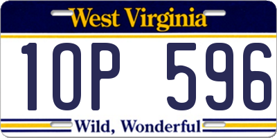 WV license plate 1OP596