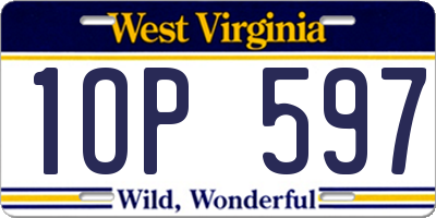 WV license plate 1OP597
