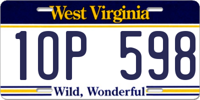 WV license plate 1OP598
