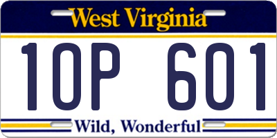 WV license plate 1OP601