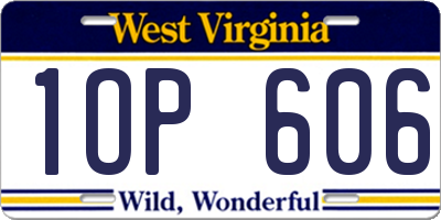 WV license plate 1OP606