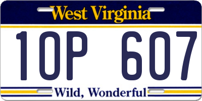 WV license plate 1OP607