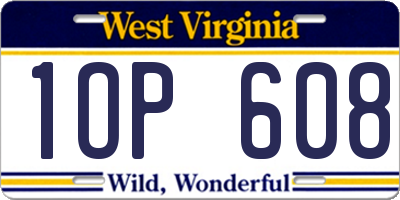 WV license plate 1OP608