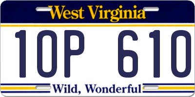WV license plate 1OP610