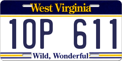 WV license plate 1OP611