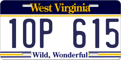 WV license plate 1OP615