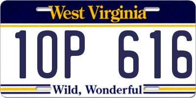 WV license plate 1OP616