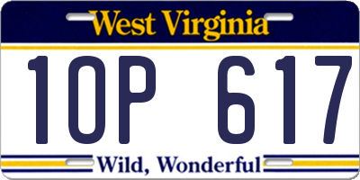 WV license plate 1OP617