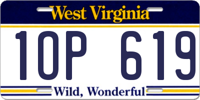 WV license plate 1OP619