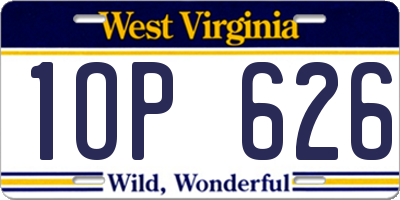 WV license plate 1OP626