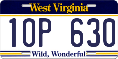 WV license plate 1OP630