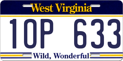 WV license plate 1OP633